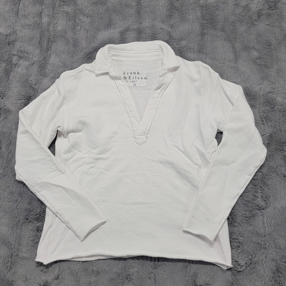 Frank & Eileen White Long Sleeve Polo-Style Tee